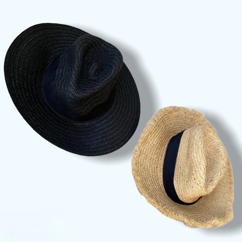 Sunhat Bundle Summer Straw Wide Brim Hats Tan and Black